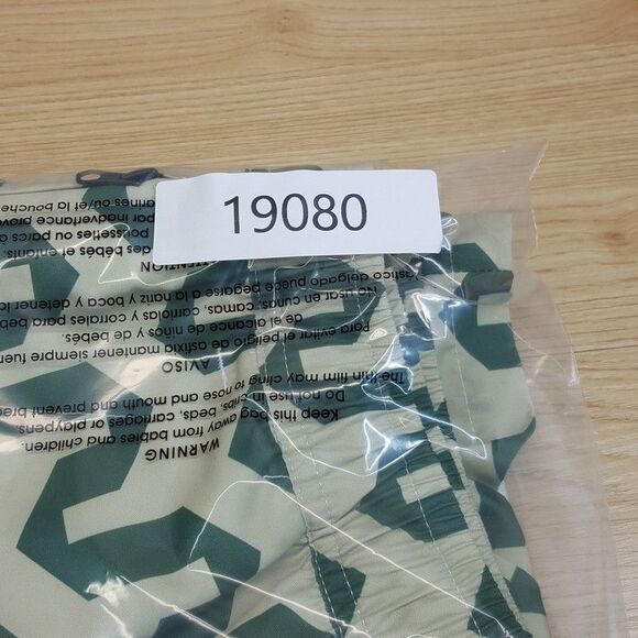 OAS Swimwear Mens Large Tan Green Wavy Pattern Swim Trunks Shorts ATLAS - Picture 10 of 10